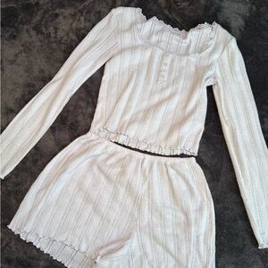 Baby Blue Long Sleeve Top and Shorts lounge Set